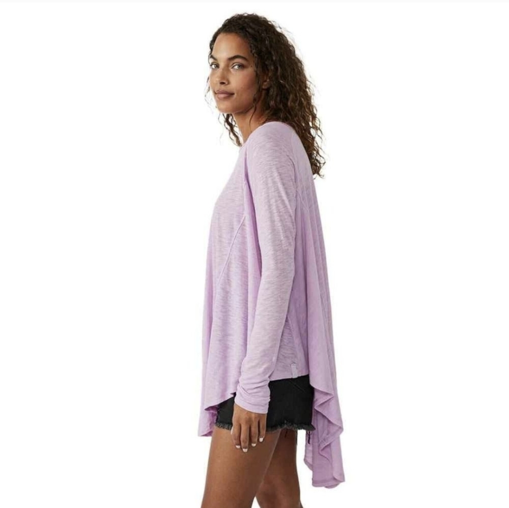 NWT Free People Aria Long Sleeve Trapeze Top Size Small Light Purple OB1645805 - Picture 2 of 9